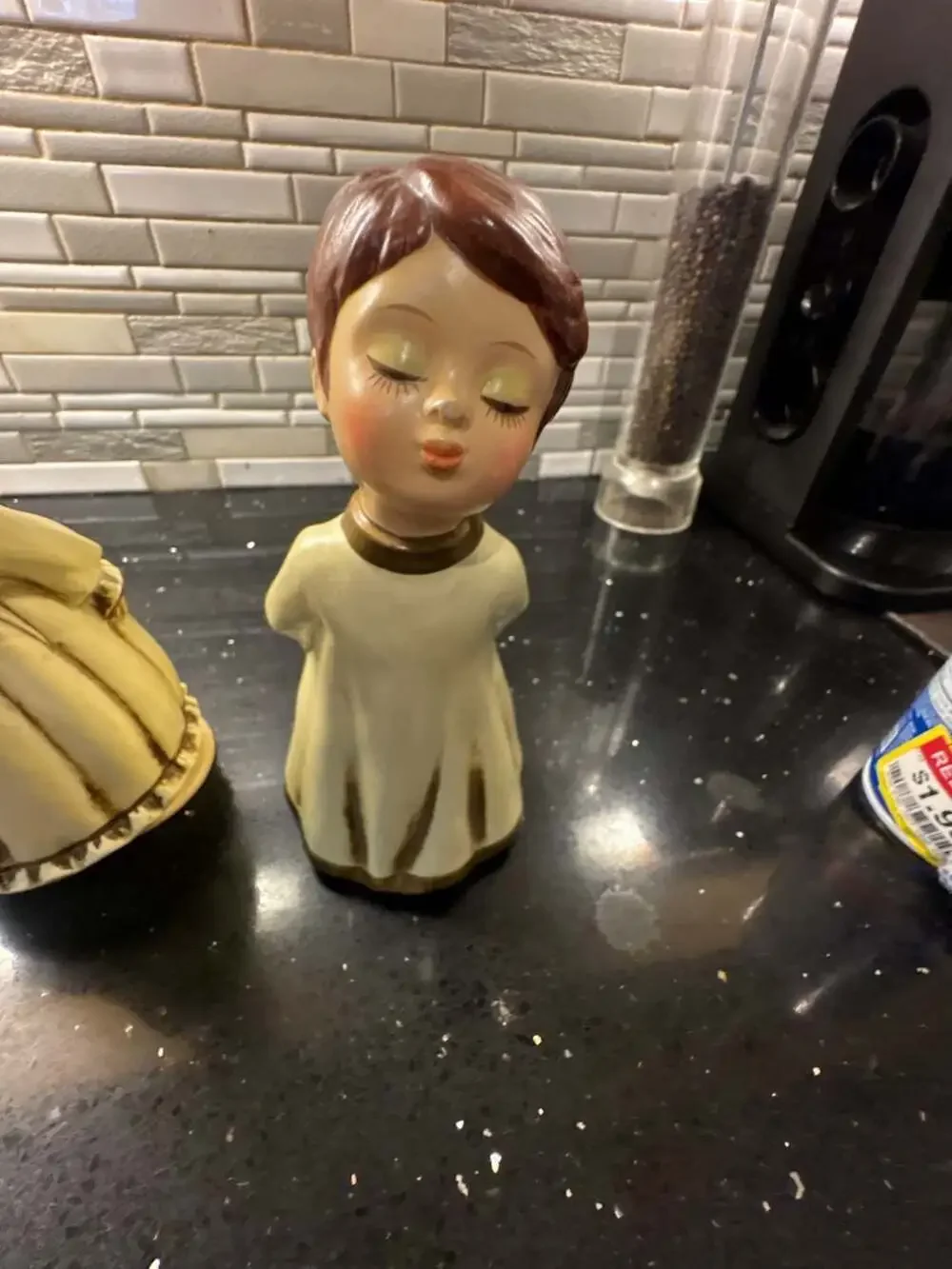 Vintage Mid Century Kissing Angels Christmas Figurines Pair
